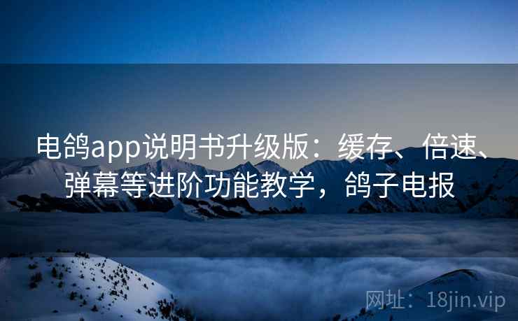电鸽app说明书升级版：缓存、倍速、弹幕等进阶功能教学，鸽子电报